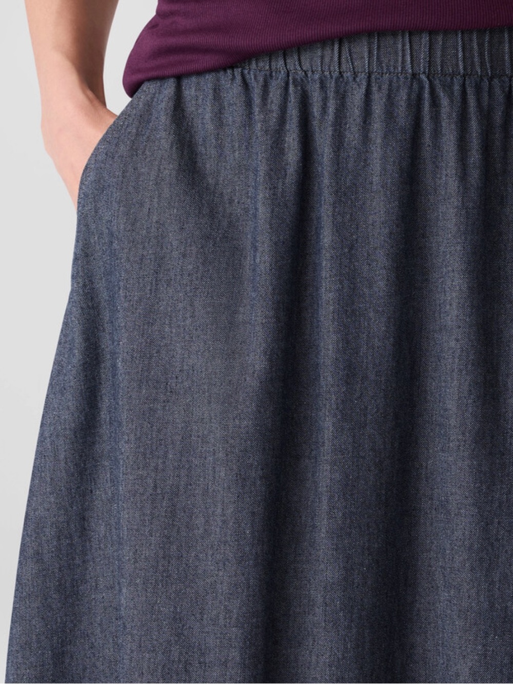 Eileen Fisher Chambray Midi Skirt - Picture 2 of 11